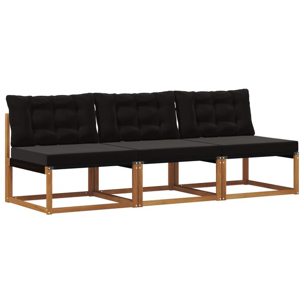 vidaXL 3 Pièce Sofa de milieu extérieur Bois d'Acacia Massif Naturel