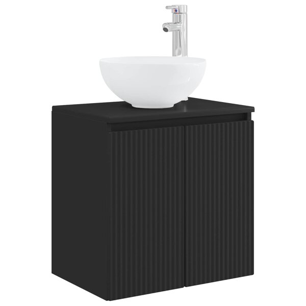 vidaXL Vanité de lavabo mural Noir 49 5 x 35 x 63 cm Bois d'ingénierie