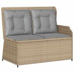 vidaXL Banc de jardin Beige et gris polyrotin