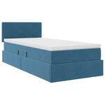 vidaXL Lit avec rangement et LED Bleu foncé 90 x 200 cm Velours