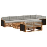 vidaXL Ensemble de canapés d'extérieur avec coussin 9 Pièces