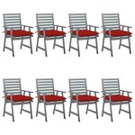 vidaXL Chaises à manger d'extérieur et coussins lot de 8 Acacia massif