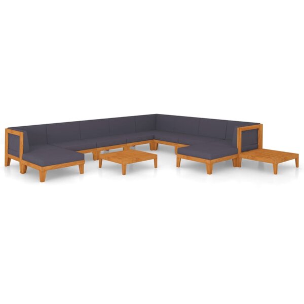 vidaXL Salon de jardin 12 Pièces avec coussins Bois d'acacia solide