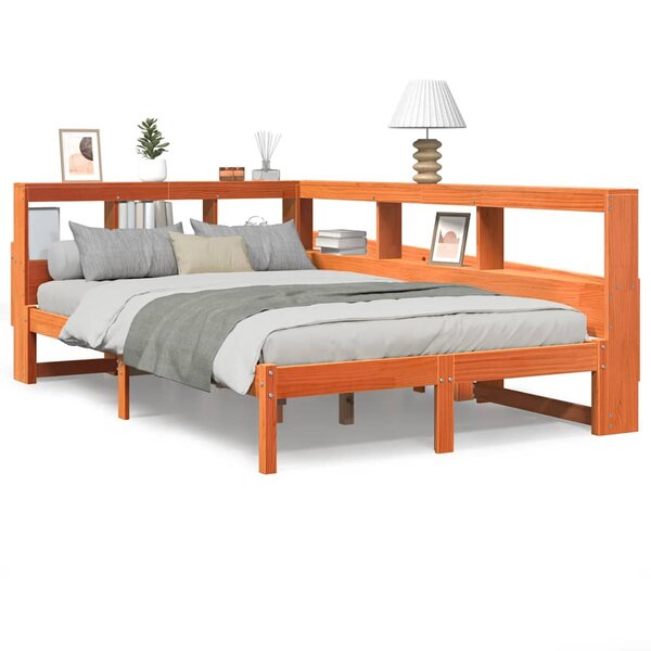 vidaXL Lit bibliothèque sans matelas cire marron 120x200 cm pin massif