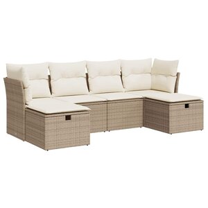 vidaXL Salon de jardin avec coussins 6 Pièces beige résine tressée
