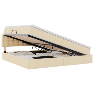 vidaXL Lit de rangement LED avec matelas Crème 200 x 200 cm Tissu