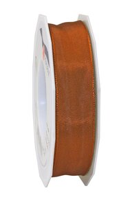 Ruban de soie acetat laitonné lyon 25-m-rouleau 25 mm cannelle