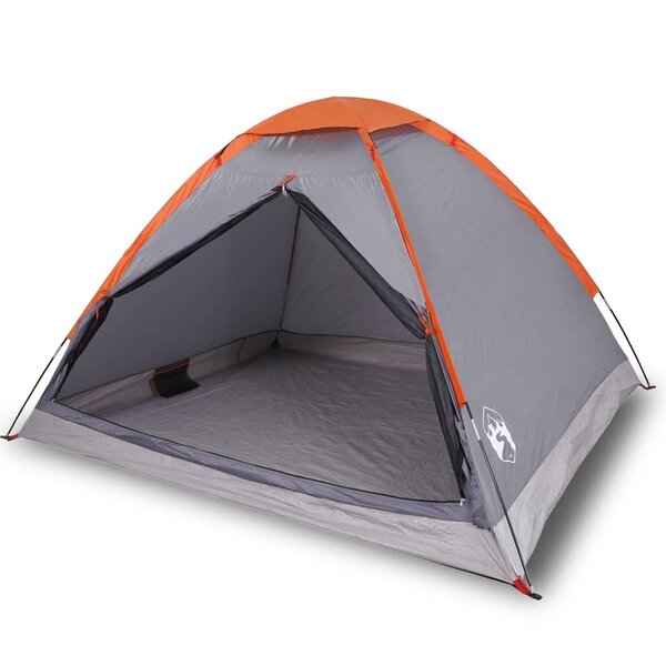 vidaXL Tente de camping à dôme 4 personnes gris et orange imperméable