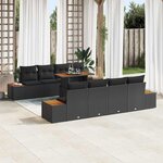 vidaXL Ensemble de canapé de jardin 9 Pièces Noir Poly rotin