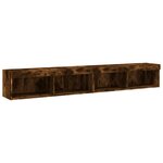 vidaXL Meubles TV avec lumières LED 2 Pièces chêne fumé 100x30x30 cm