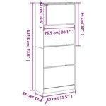 vidaXL Armoire à chaussures 4 tiroirs rabattables blanc 80x34x187 5 cm