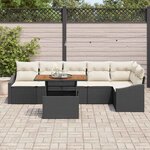 vidaXL Ensemble de canapé de jardin 7 Pièces Noir Poly rotin