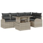 vidaXL Ensemble de canapé de jardin 6 pièces en polyrotin avec coussins gris clair