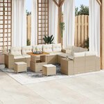 vidaXL Ensemble de canapé de jardin 13 Pièces Beige polyrotin