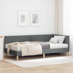vidaXL Cadre de lit d'angle avec matelas 2 pc Gris foncé 100 x 200 cm