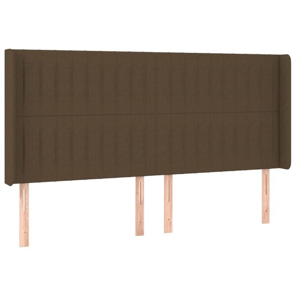 vidaXL Tête de lit avec oreilles Marron foncé 183x16x118/128 cm Tissu