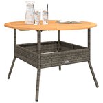 vidaXL Table de jardin et dessus en bois d'acacia gris résine tressée
