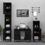vidaXL Ensemble de meubles salle de bain 3 Pièces noir bois d'ingénierie