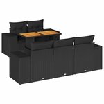 vidaXL Salon de jardin 6 Pièces avec coussins noir résine tressée