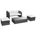 vidaXL Salon de jardin 4 Pièces avec coussins Résine tressée Noir