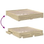 vidaXL Cadre de lit avec tiroirs sans matelas chêne sonoma 200x200 cm