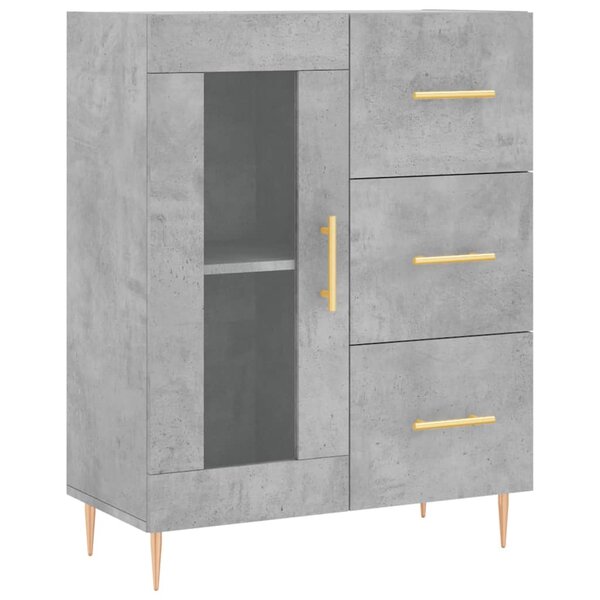 vidaXL Buffet gris béton 69 5x34x90 cm bois d'ingénierie