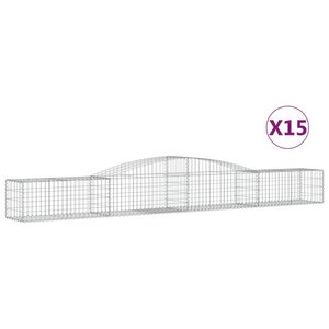 vidaXL Paniers à gabions arqués 15 Pièces 400x50x40/60 cm Fer galvanisé