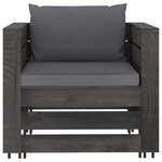 vidaXL Salon de jardin 2 Pièces avec coussins Bois imprégné de gris