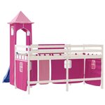 vidaXL Lit mezzanine enfants avec tour sans matelas rose 90x200 cm