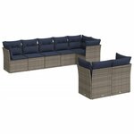 vidaXL Salon de jardin 8 Pièces avec coussins gris résine tressée