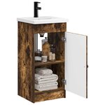 vidaXL Meuble de salle de bain avec évier Chêne fumé 42 x 40 x 84 5 cm
