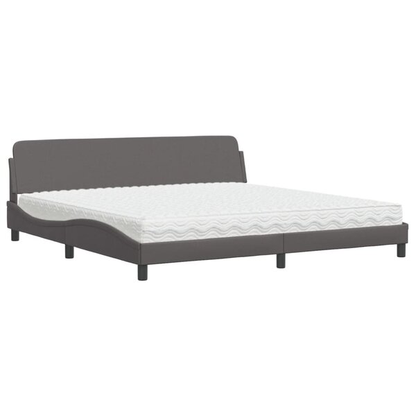 vidaXL Lit avec matelas Dover gris 200x200 cm similicuir
