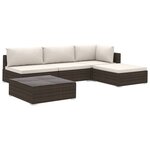 vidaXL Salon de jardin 5 Pièces avec coussins résine tressée marron