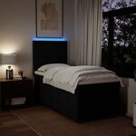 vidaXL Sommier à lattes de lit avec matelas Noir 90x200 cm Tissu