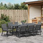 vidaXL Ensemble de salle à manger pour jardin 9 Pièces Noir Poly rotin
