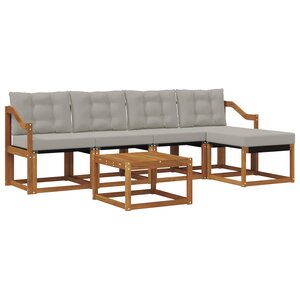 vidaXL Ensemble de canapés d'extérieur 6 Pièces Gris Naturel et Clair