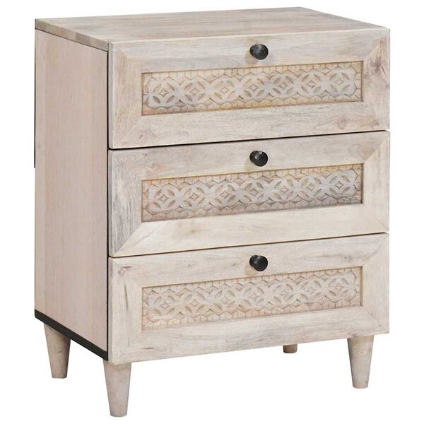 vidaXL Cabinet de chevet Beige 50 x 33 x 62 cm Bois d'acacia massif