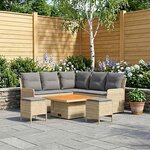 vidaXL Ensembles de meubles 6 Pièces Beige et Gris clair Rotin PE