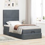 vidaXL Cadre de lit ottoman avec matelas gris foncé 90x190 cm velours