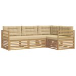 vidaXL Ensemble de canapés d'extérieur 4 Pièces Blanc et Beige