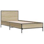 vidaXL Cadre de lit chêne sonoma 90x200 cm bois d'ingénierie et métal