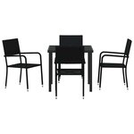 vidaXL Ensemble de salle à manger pour jardin 5 Pièces Noir polyrotin