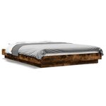 vidaXL Cadre de lit et lumières LED sans matelas chêne fumé 120x200 cm