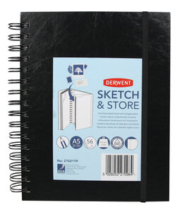 DERWENT - Carnet dessin A5 spiralé -poche-élastique -56 fles 165gsm