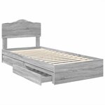 vidaXL Lit de Rangement Gris Sonoma 100 x 200 cm Bois d'ingénierie
