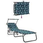 vidaXL Chaise longue pliante avec coussin Vert 56 x 190 x 81cm tissu