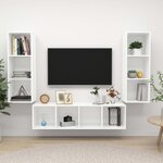 vidaXL Ensemble de meuble TV 3 Pièces Blanc Aggloméré