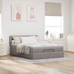 vidaXL Lit ottoman avec matelas taupe 140x200 cm tissu