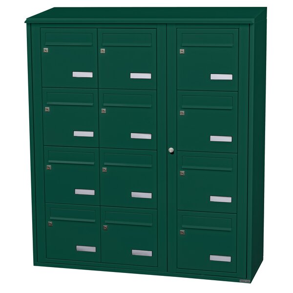 Bloc collectif Leabox 3x4 grade 3 simple face extérieur fixation murale vert mousse ral 6005 finition brillante