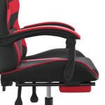 vidaXL Chaise de jeu pivotante et repose-pied Noir et rouge Similicuir